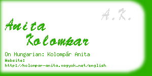 anita kolompar business card